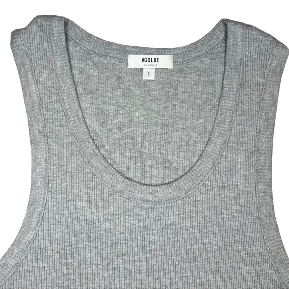 AGOLDE Women’s Gray Poppy Scoop Ribbed Stretch Tank Top Size Large - Picture 3 of 8